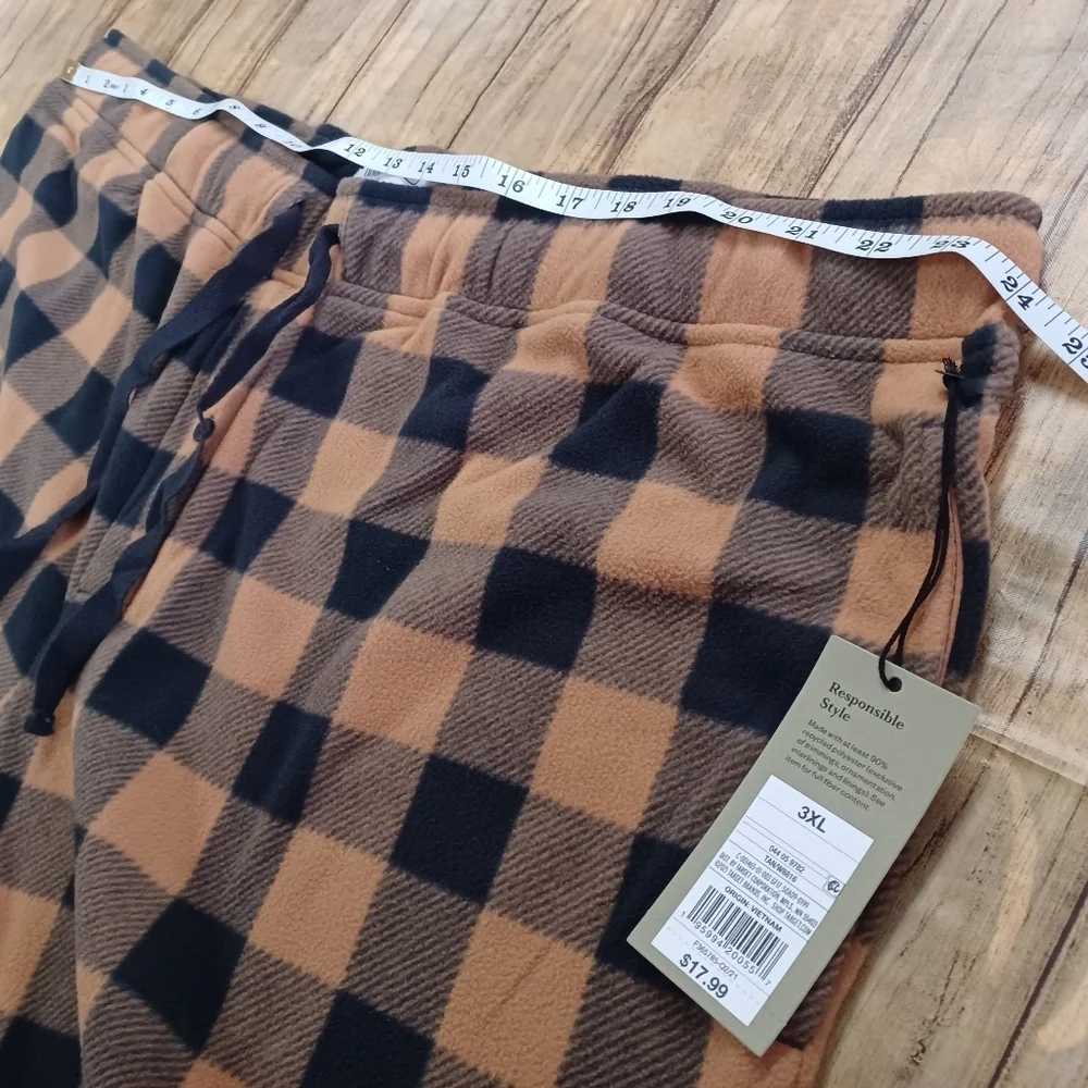 GOODFELLOW & CO Mens Tan NWT Sleepwear Plaid Buffalo Check Winter 3X Sweatpants - Picture 6 of 11